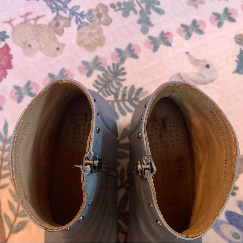 Spring Step Gray Studded Leather Ankle Boots - Picture 8 of 10